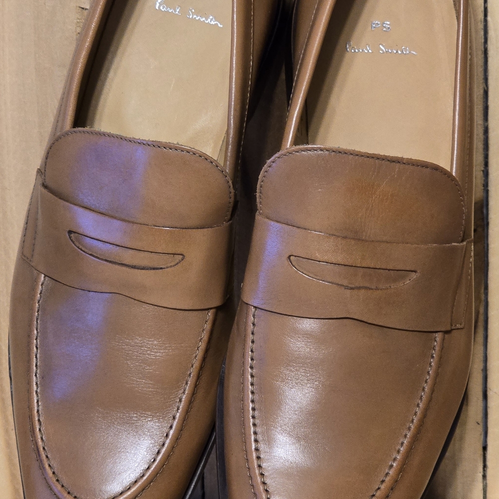 PAUL SMITH Mens Tan Brown Leather Penny Loafers UK 9 US 10 Dress Casual Shoes - Picture 3 of 7